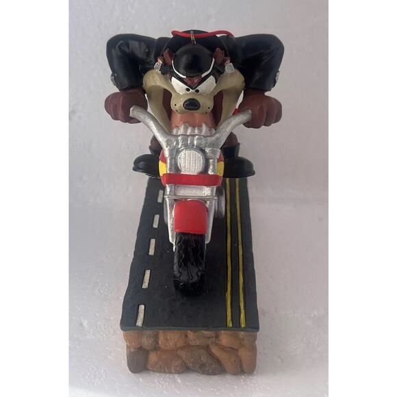 Warner Bros. 1999 Taz on a Motorcycle Ornament RARE Christmas Looney Tunes - Picture 2 of 7